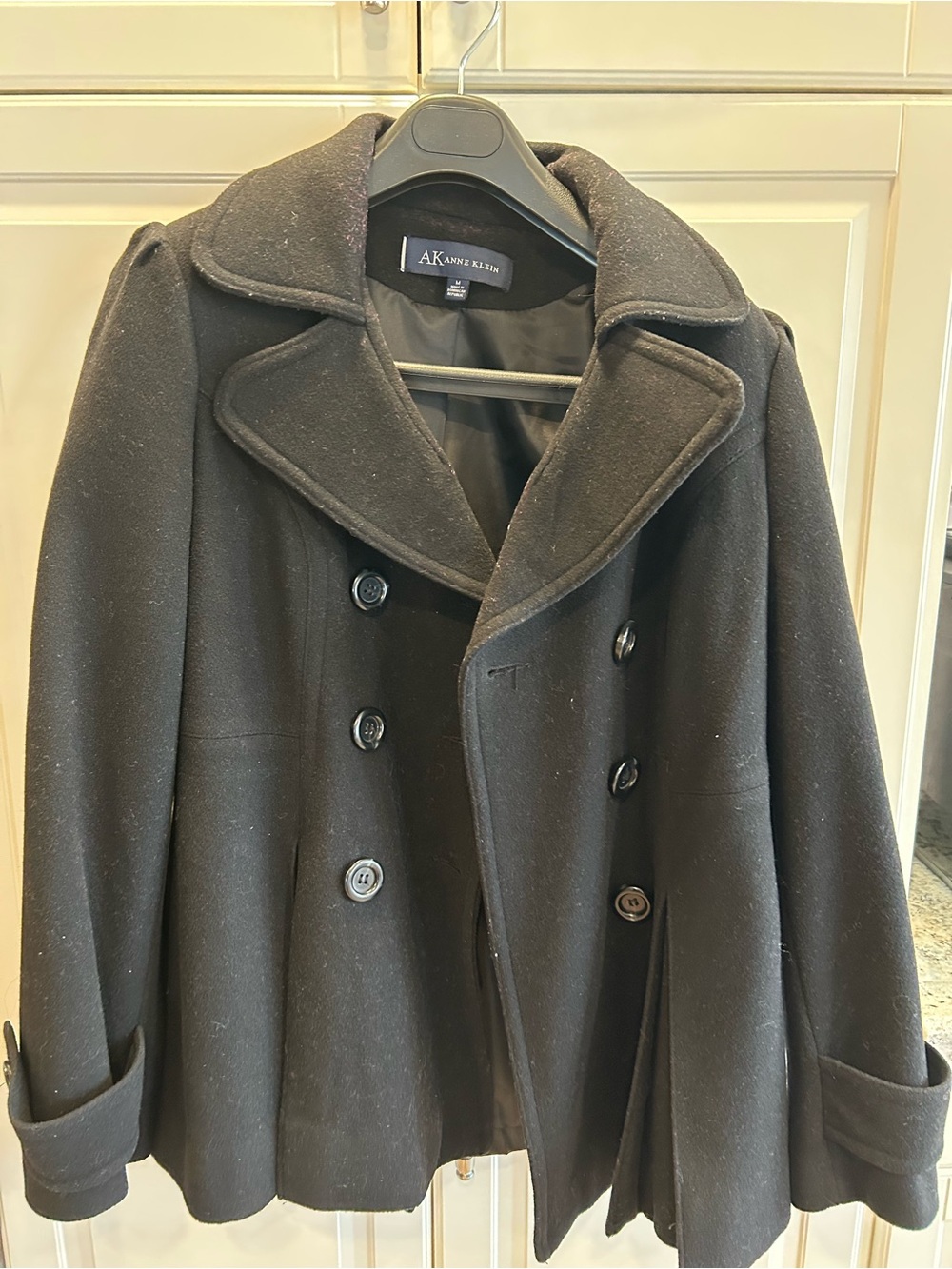 Anne Klein women’s  Black Double-Breasted Peacoat